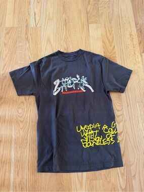 Travis Scott Shirt Brown Graphic Tee with Yellow Script